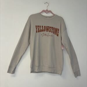 NWT Yellowstone Dutton Ranch Graphic Sweatshirt Women's Sz Sm Beige Crewneck USA